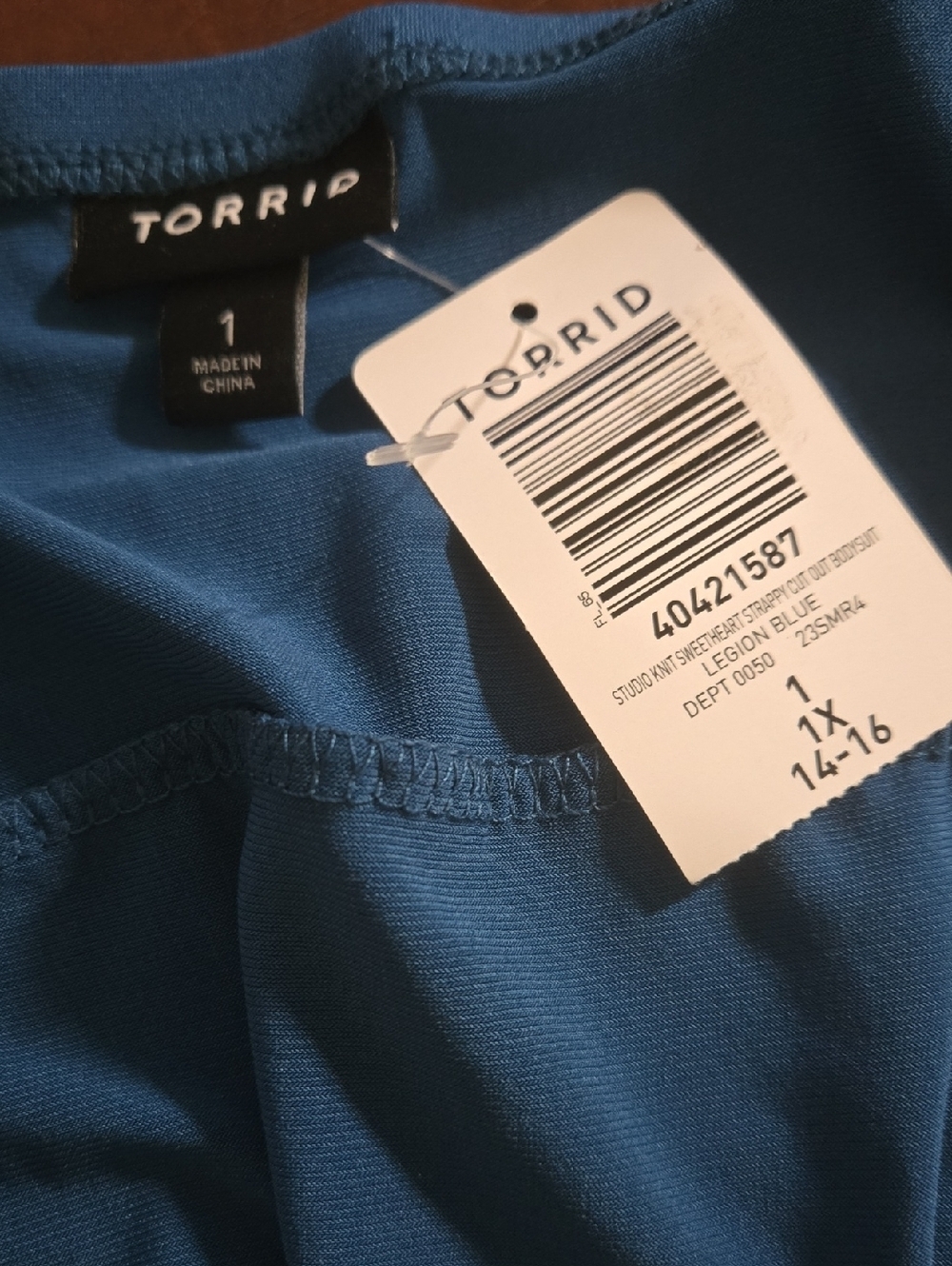 TORRID Studio Knit Sweetheart Strappy Cut Out Bodysuit blue - Picture 11 of 11